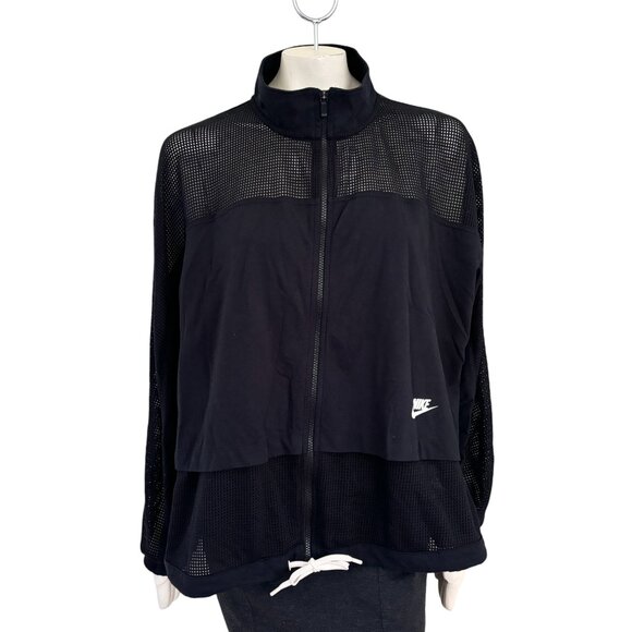 NIKE Long Sleeve Full Zip Sporty Mesh Jacket in Black SZ 2X - Picture 5 of 15